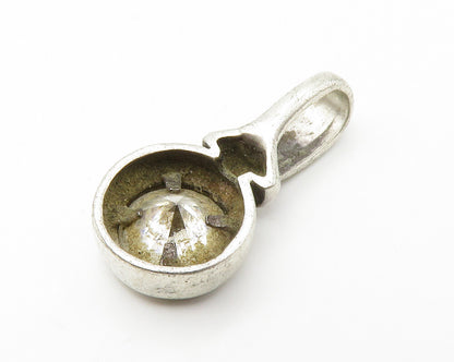925 Sterling Silver  Vintage Faceted Round Cut Cubic Zirconia Pendant  PT11213