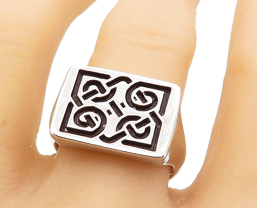 925 Sterling Silver  Shiny Celtic Knot Square Dome Band Ring Sz 11.5  RG5434