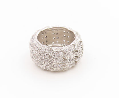 925 Sterling Silver Vintage Ring Round CZ Multi Row Eternity Band  Sz 7  RG34737