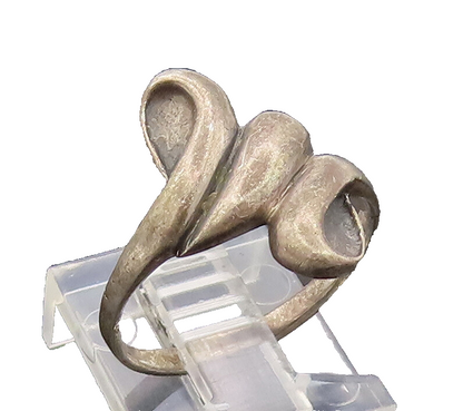 925 Sterling Silver  Vintage Minimalist Solid Carved Swirl Ring Sz 7  RG27291