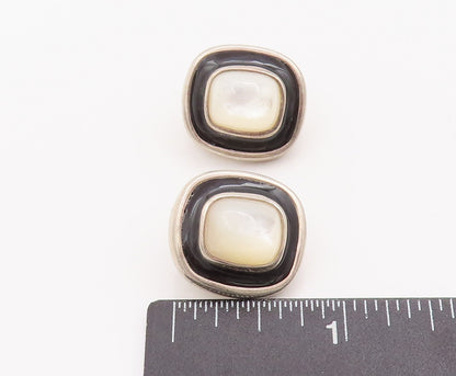 925 Sterling Silver Vintage Earrings ESPO SIG Framed Mother Of Pearls  EG13022
