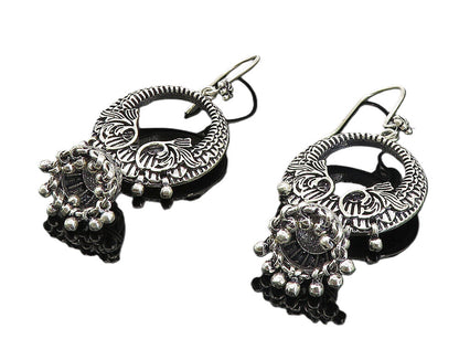 925 Sterling Silver  Vintage Shiny Ornate Detail Chandelier Earrings  EG3343