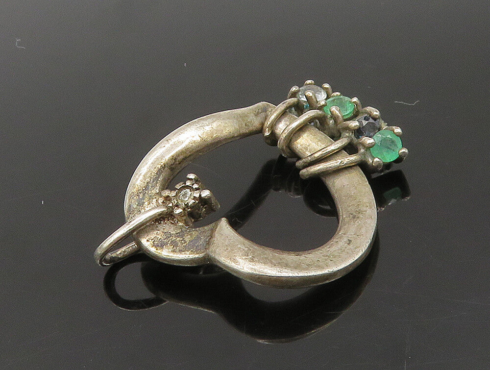 LENOX 925 Silver  Vintage Diamond & Gemstones Love Heart Pendant  PT20237