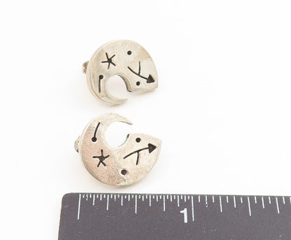 925 Sterling Silver Vintage Earrings Celestial Arrow Abstract Moon Stud  EG13927