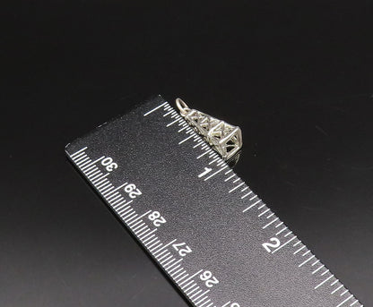 925 Sterling Silver  Vintage Openwork Tower Motif Cone Shaped Pendant  PT21682
