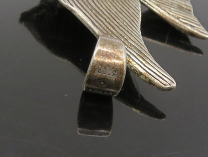 925 Sterling Silver  Vintage Dark Tone Etched Detail Fish Pendant  PT19523