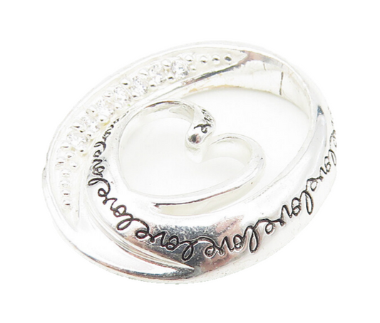 925 LA Sterling Silver  Topaz Love Stamped Heart Swirl Shiny Pendant  PT9217