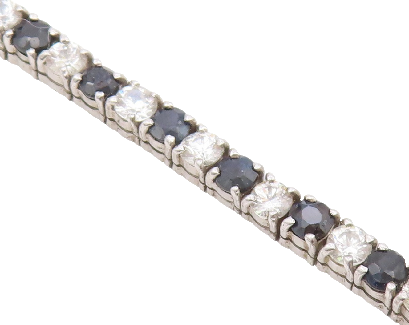 925 Silver  Vintage Shiny Cubic Zirconia & Sapphire Chain Bracelet  BT8035