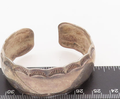 925 Sterling Silver Vintage Bracelet TRACY NAVAJO Swirly Etched Spikes  BT10294