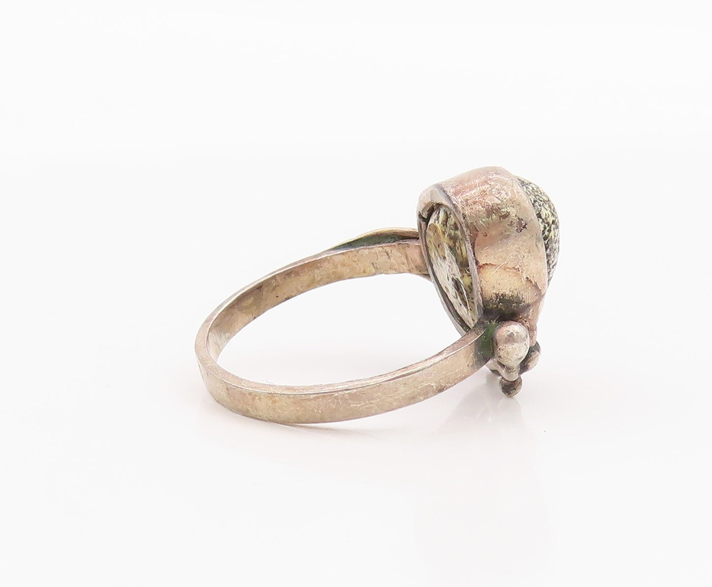 925 Sterling Silver Vintage Ring POLAND Jasper Statement Band  Sz 7.5  RG36272