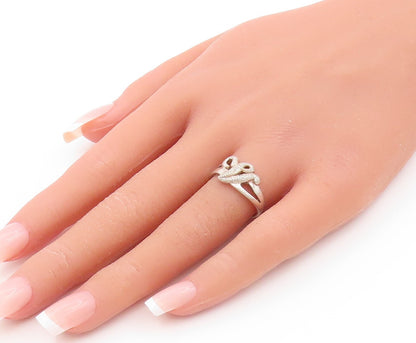 925 Sterling Silver Vintage Ring Designer Swirled Cutout  Sz 7  RG31903
