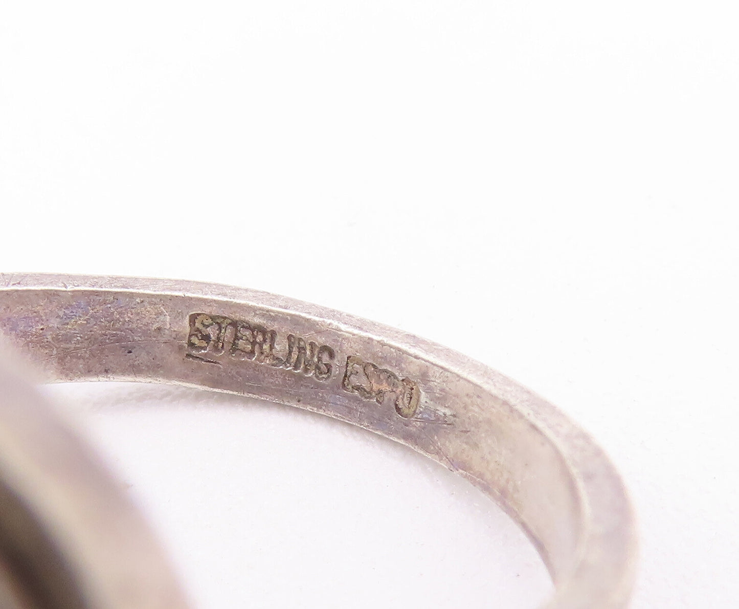 925 Sterling Silver Vintage Ring ESPO Minimalist Oval Cabochon Onyx Sz 8 RG28083
