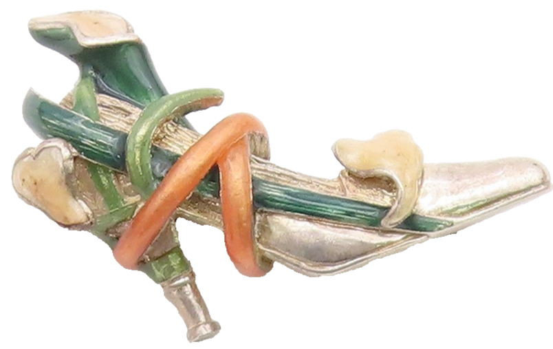 KENNETH JAY LANE 925 Silver  Vintage Enamel Floral Shoe Brooch Pin  BP8998