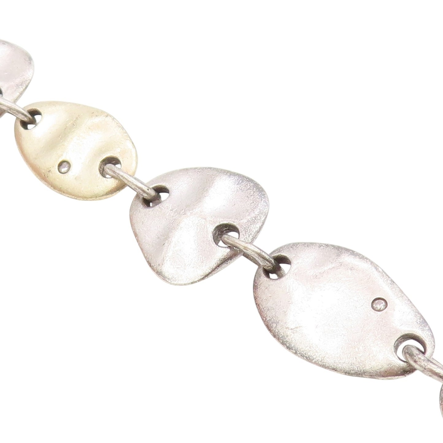 925 Sterling Silver Vintage Bracelet Real Diamonds Modernist Disc Link  BT11706