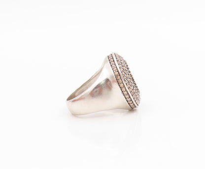 925 Sterling Silver Vintage Ring Champagne CZ Elegant Dome Band  Sz 6  RG34360