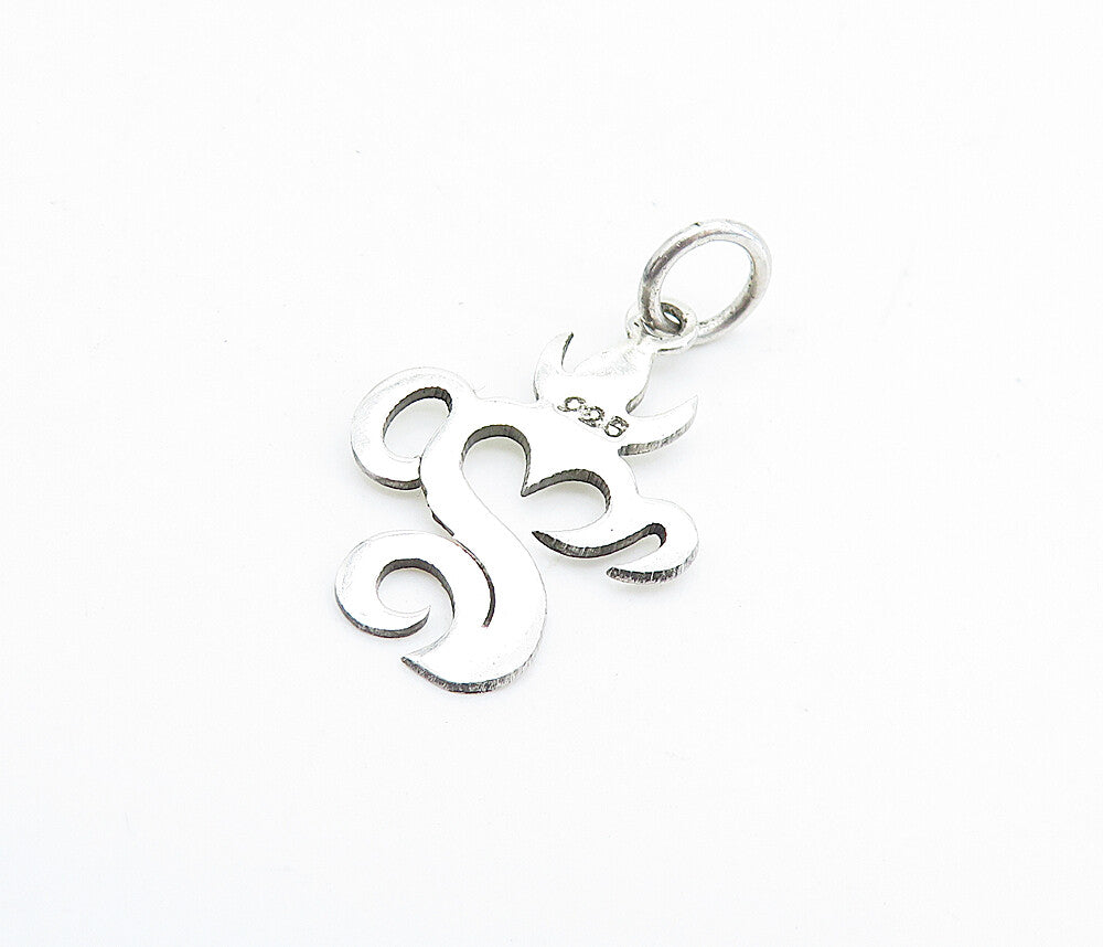 925 Sterling Silver  Petite Shiny Om Spiritual Symbol Drop Pendant  PT5709