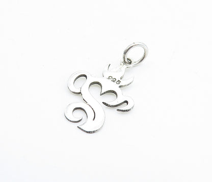 925 Sterling Silver  Petite Shiny Om Spiritual Symbol Drop Pendant  PT5709