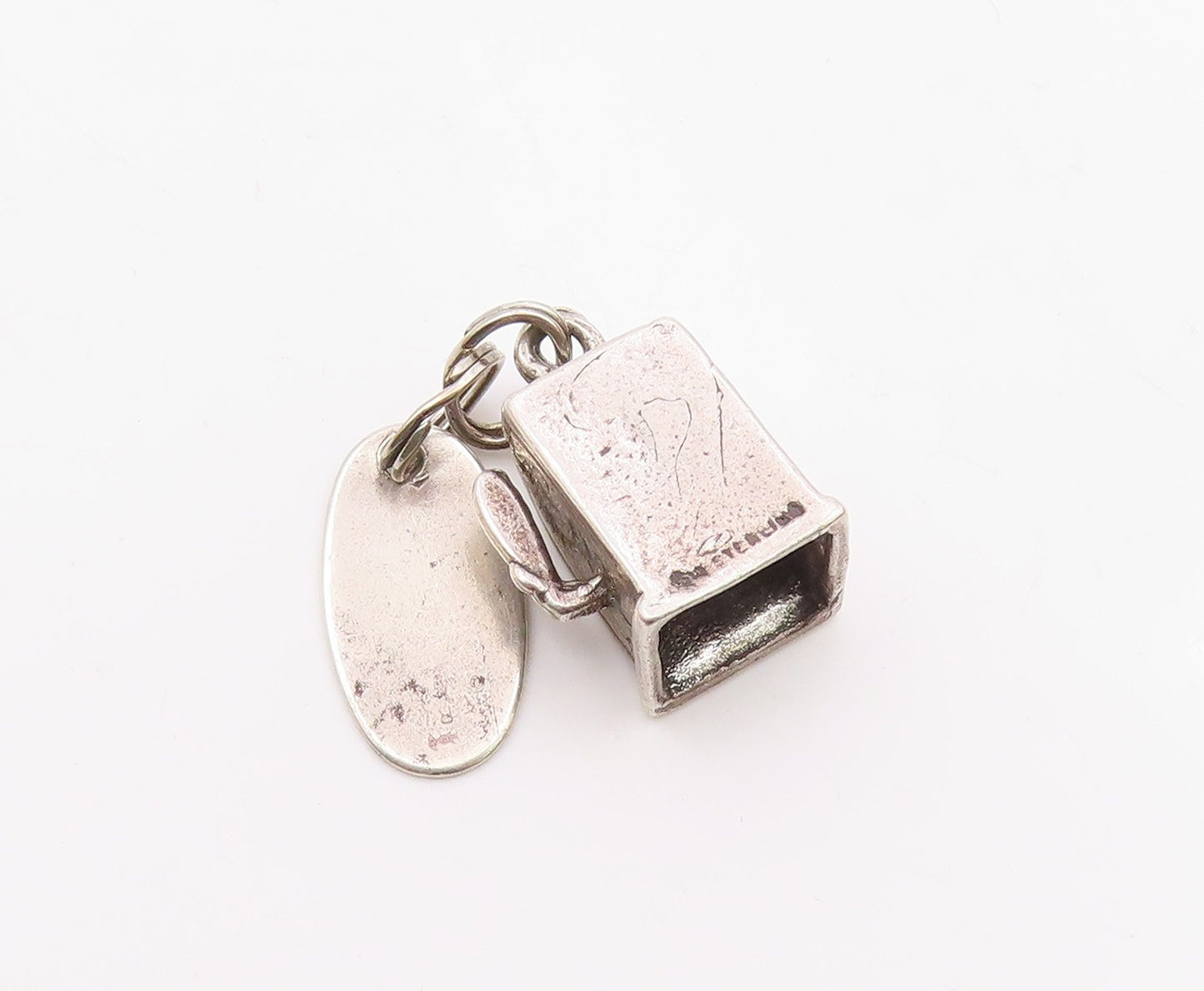 925 Sterling Silver  Vintage Slot Machine Gambling Motif Pendant  PT17829