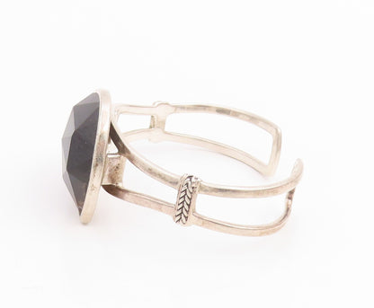 925 Sterling Silver Vintage Bracelet MELANIE BARSE Faceted Gemstone Cuff BT11843