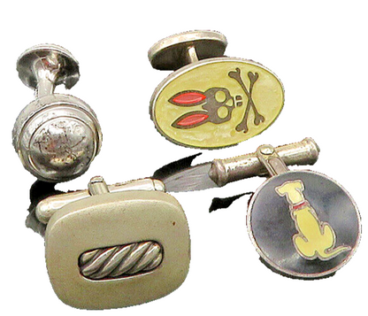 DESIGNER 925 Sterling Silver  Vintage Enamel 4 Pc Lot Single Cufflinks  TR3139
