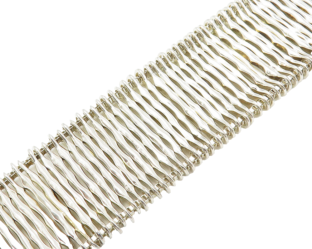 DAVID SIGAL 925 Sterling Silver  Vintage Shiny Bar Link Chain Bracelet  BT6758