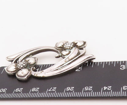 925 Sterling Silver Vintage Brooch Pin VIKING CRAFT Antique Floral Cut  BP11203