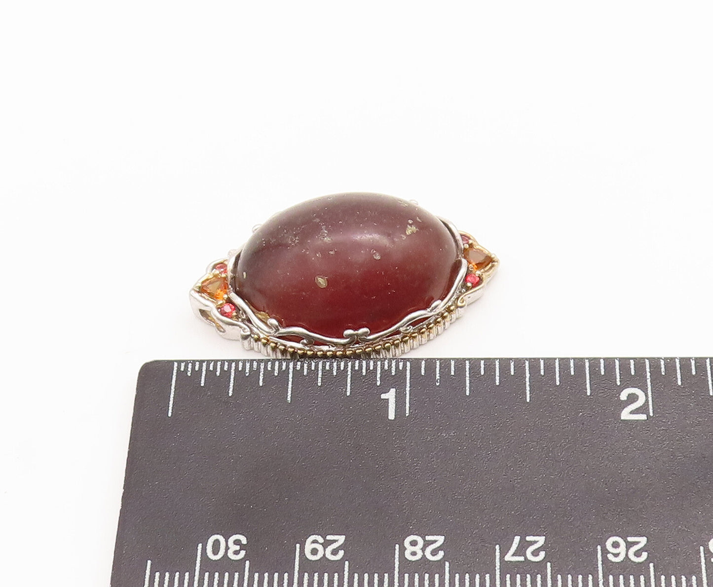 925 Sterling Silver Vintage Pendant MICHAEL VALITUTTI Framed Gemstone  PT23199