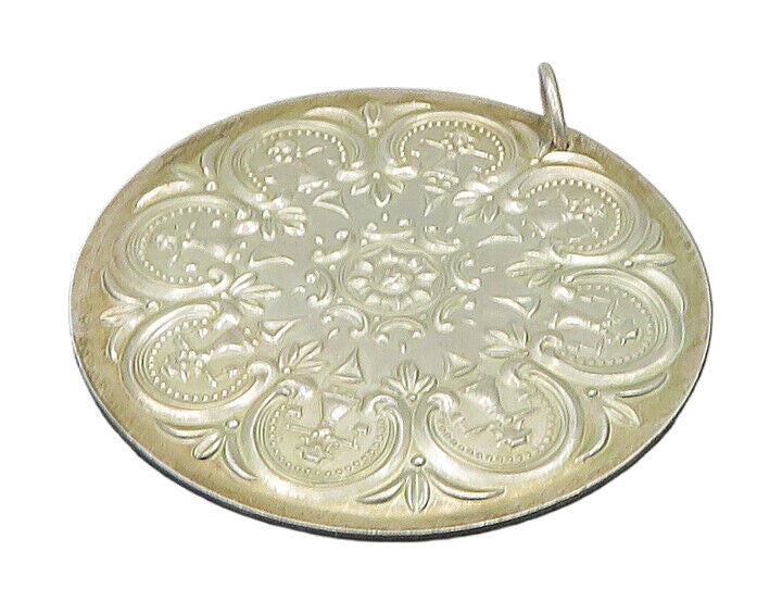 TOWLE 925 Sterling Silver  Vintage Shiny Floral Patterned Pendant  PT18931