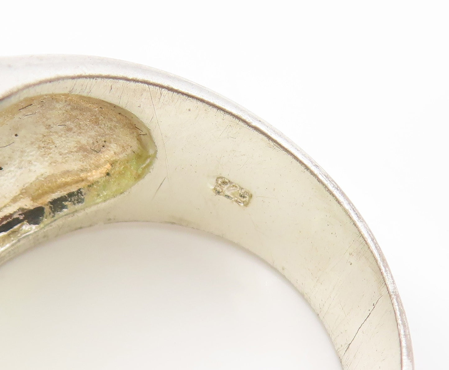 925 Sterling Silver Vintage Ring Oval Cut Peridot Cluster Dome  Sz 11  RG34747