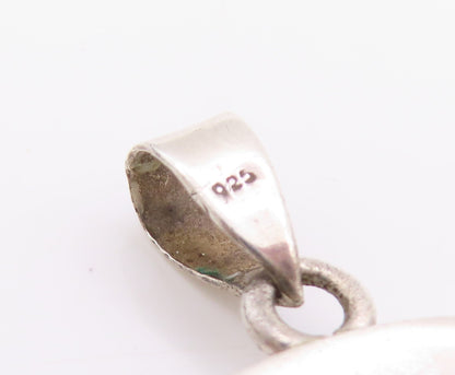 925 Sterling Silver Vintage Pendant Large Round Blue Chinese Ceramic  PT24566