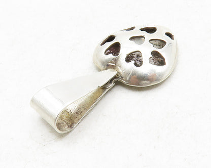 925 Sterling Silver  Vintage Cutout Love Heart Dome Drop Pendant  PT10087