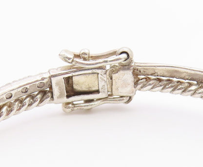 925 Sterling Silver  Vintage 2 Twisted Rope Round Sapphire Bracelet  BT9889