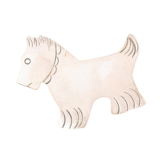925 Sterling Silver Vintage Brooch NELSON Navajo Scottish Dog Charm  BP11758