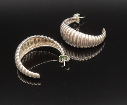 JOHN HARDY 925 Silver  Vintage Graduated Scalloped Open Hoop Earrings  EG12233
