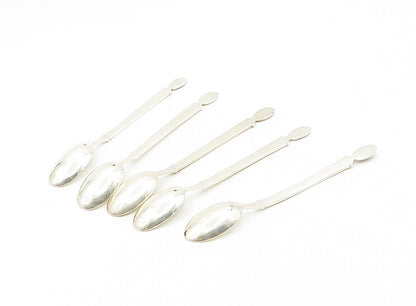 GERMANY 925 Silver  Vintage 5 Pcs Enamel Detail Espresso Spoon Set  TR2515