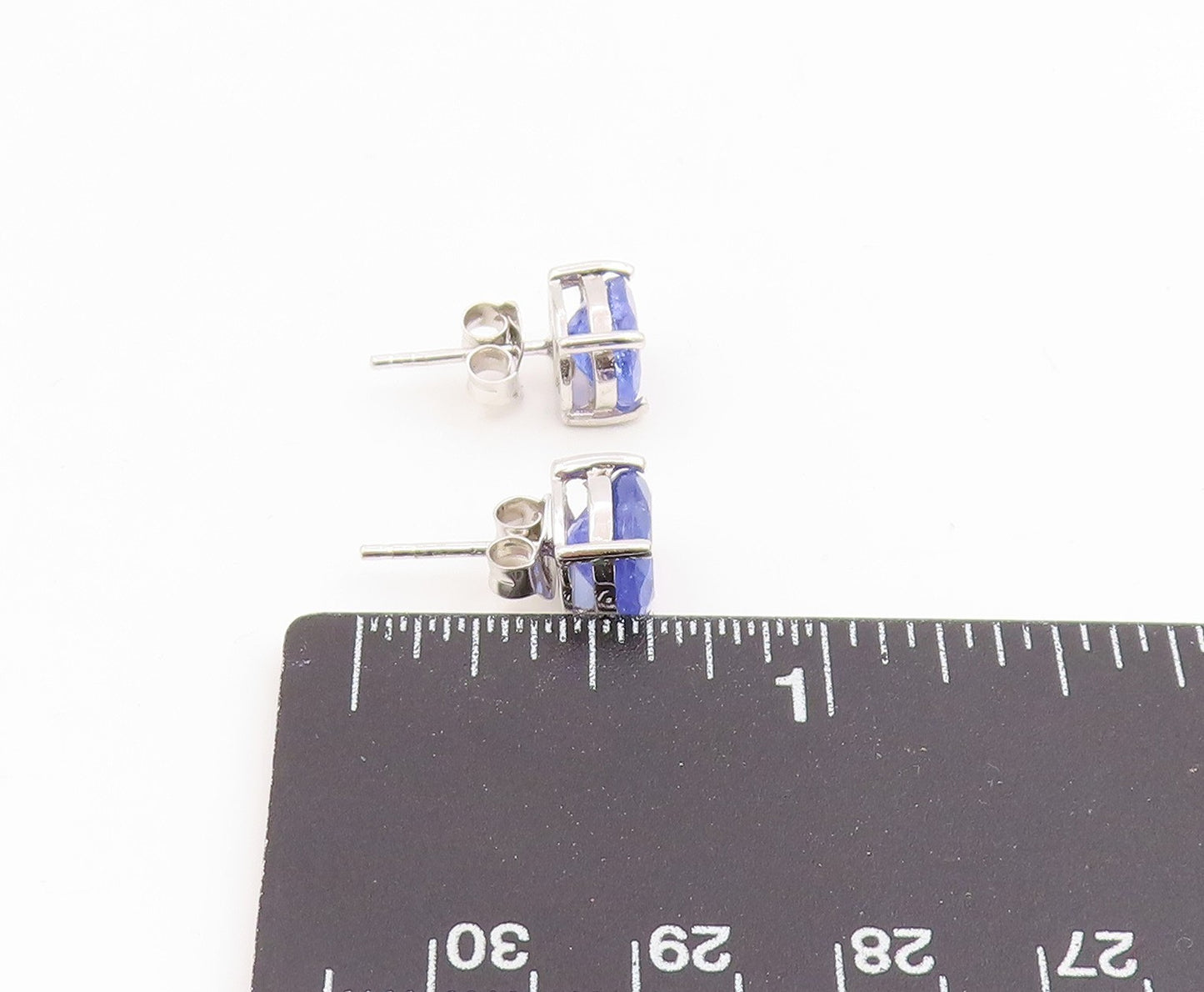 925 Sterling Silver Vintage Earrings Minimalist Oval Cut Tanzanite Stud  EG14126