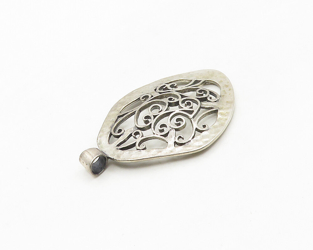 DESIGNER 925 Sterling Silver  Vintage Pretzel Swirl Vine Open Pendant  PT14318