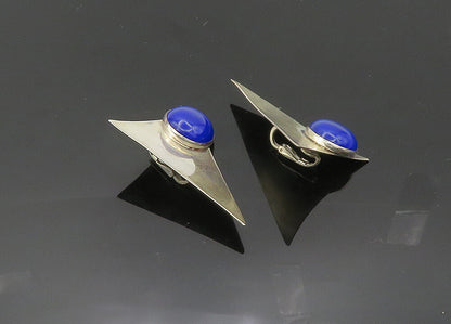 TULLA BOOTH 925 Silver  Vintage Lapis Lazuli Non Pierce Drop Earrings  EG10034