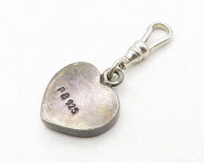 925 Sterling Silver  Vintage Mother Of Pearl Love Heart Drop Pendant  PT10308