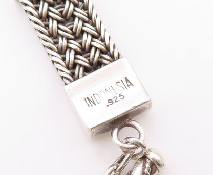 925 Sterling Silver Vintage Bracelet LOIS HILL Dark Tone Carved Chain  BT11175