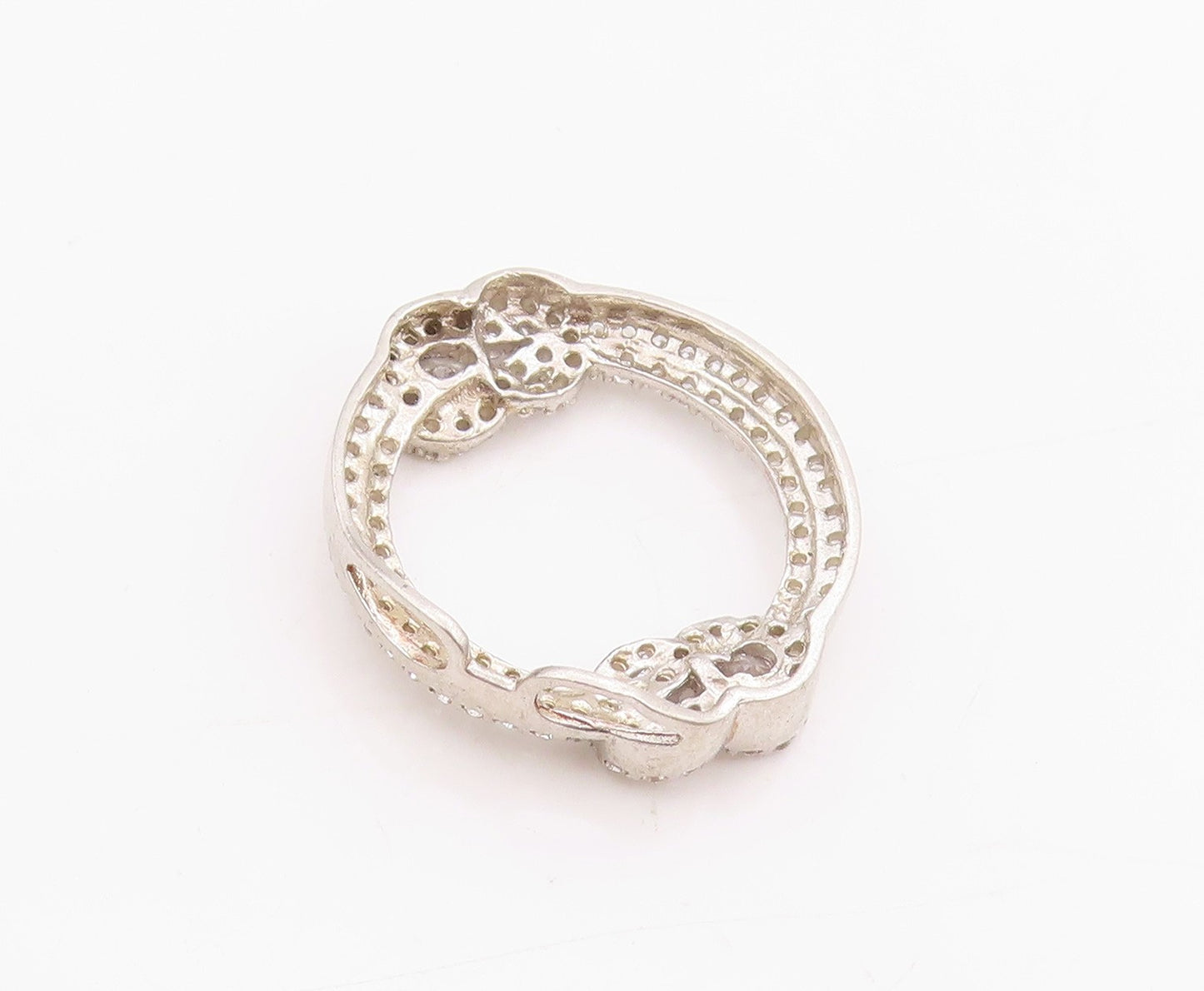 925 Sterling Silver Vintage Pendant Interlocked Topaz Rope Ring Design  PT24560