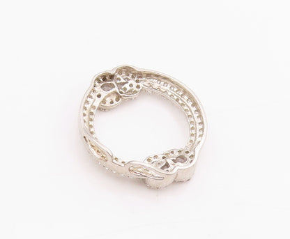 925 Sterling Silver Vintage Pendant Interlocked Topaz Rope Ring Design  PT24560