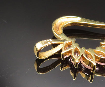 925 Silver  Vintage Gold Plated Spiked Cubic Zirconia Heart Pendant  PT20993