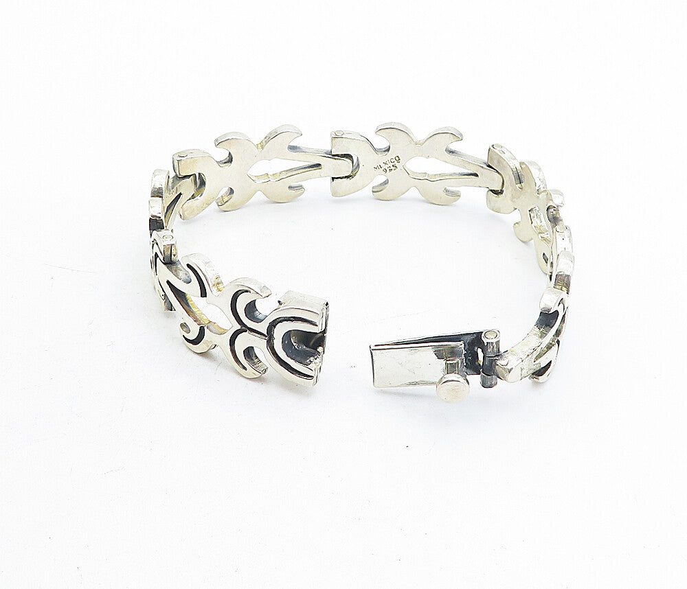 MEXICO 925 Sterling Silver  Vintage Oxidized Detail Chain Bracelet  BT1896