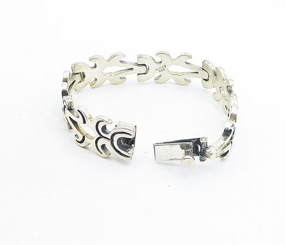 MEXICO 925 Sterling Silver  Vintage Oxidized Detail Chain Bracelet  BT1896