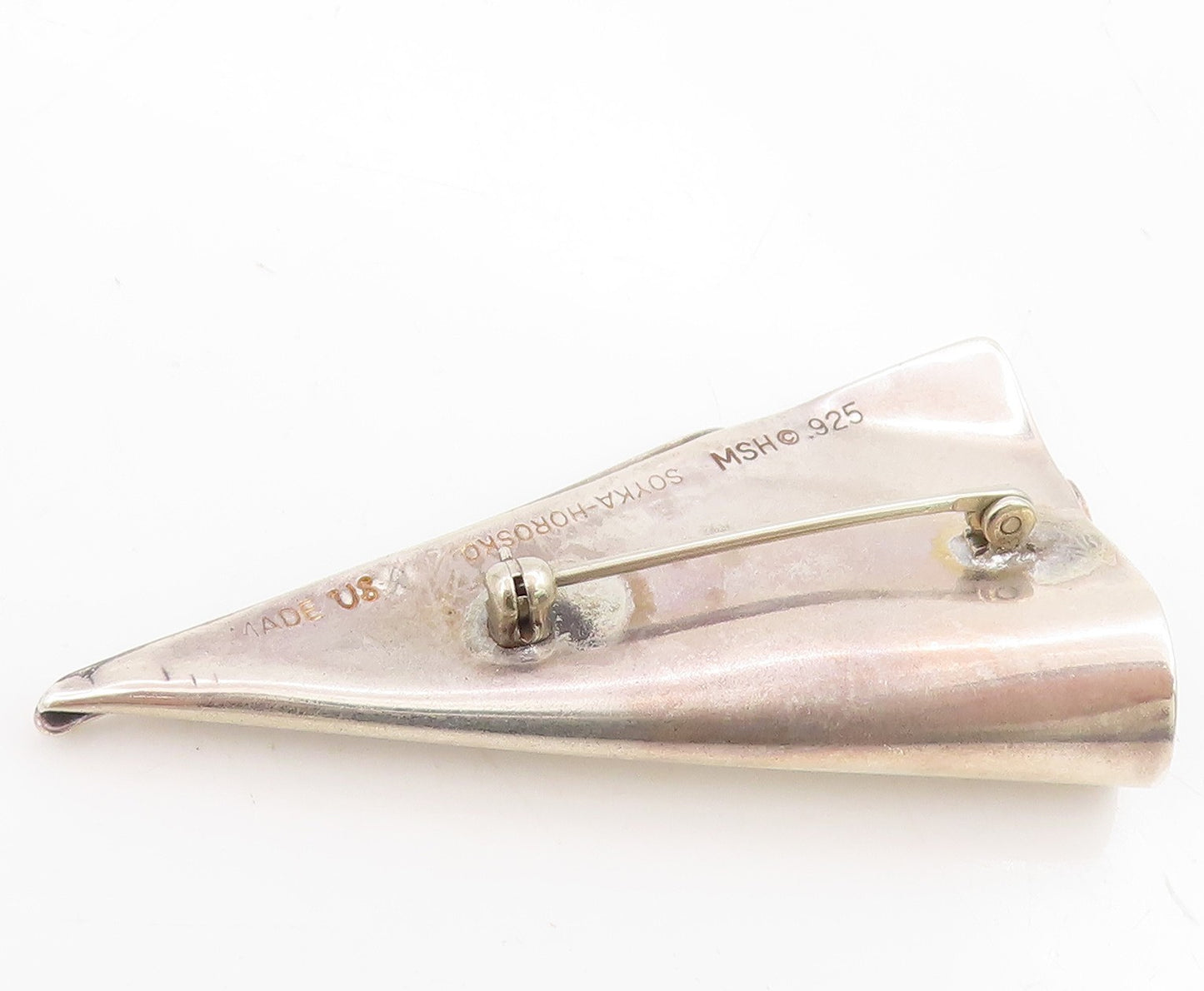 925 Sterling Silver Vintage Brooch SOYKA HOROSKO Folded Ribbon Design  BP12223