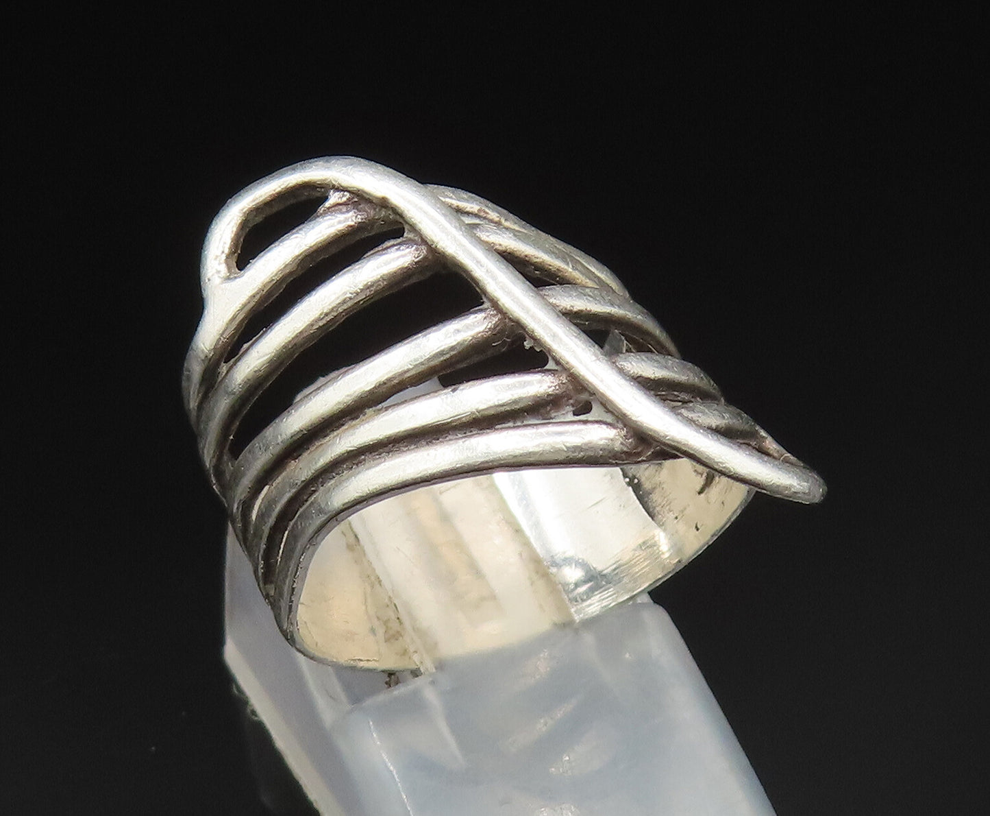 925 Sterling Silver  Vintage Slanted Multi Row Band Ring Sz 6  RG24826
