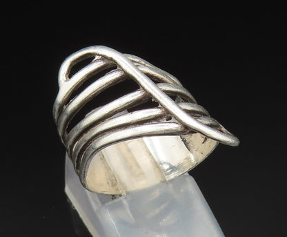 925 Sterling Silver  Vintage Slanted Multi Row Band Ring Sz 6  RG24826