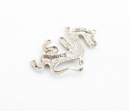 925 Sterling Silver Vintage Shiny Etched Detail Dragon Motif Pendant PT4528
