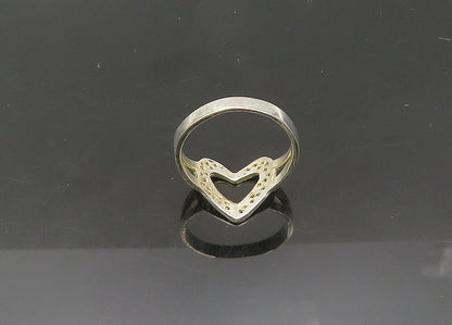 925 Sterling Silver  Vintage Diamond Cut Love Heart Band Ring Sz 7  RG21640